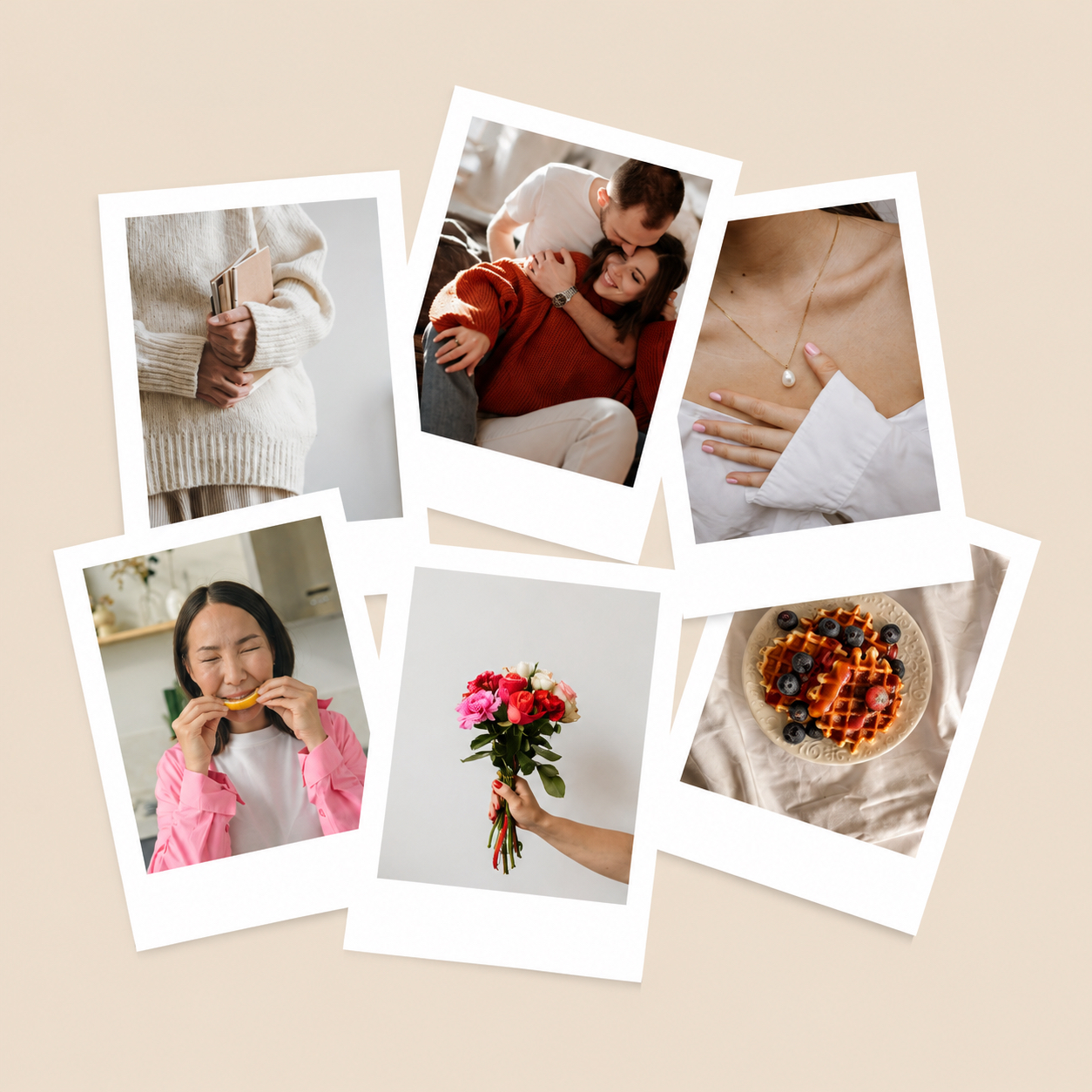 Seis Polaroides com fotografias variadas